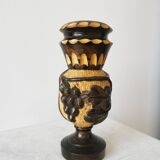 Vintage Hand Carved Wooden Vase: Grapevine Motif, 1970s Yugoslavia
