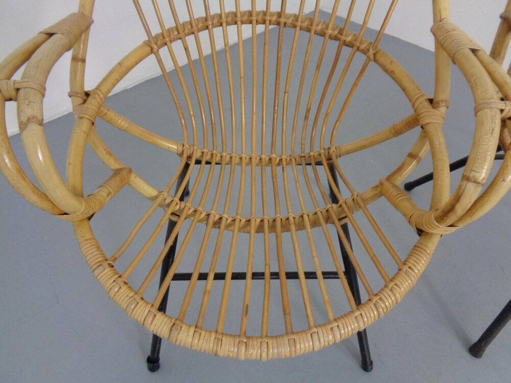 Set of Dutch Mid-Century Bamboo Chairs by Rohé Noordwolde, 1950s