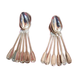 Service of 12 small silver metal spoons