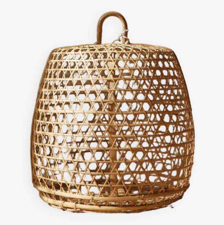 Vintage handmade Scandinavian bohemian country rooster cage lamp