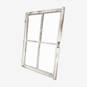 Vintage wooden window converted to a mirror