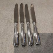 4 table knives with silver-plated metal handles, silversmith Christofle Malmaison