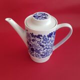 Melitta porcelain teapot white blue decoration