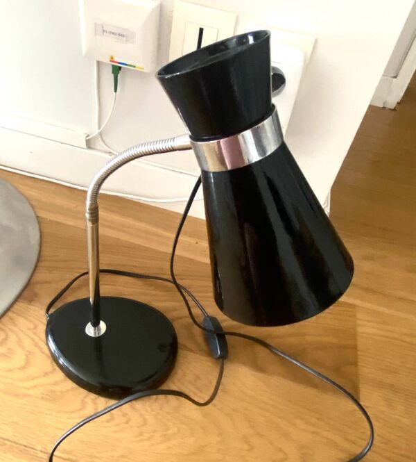 Lampe Diabolo bureau Métal Noir 70 luminaire light vintage design ancien Ob