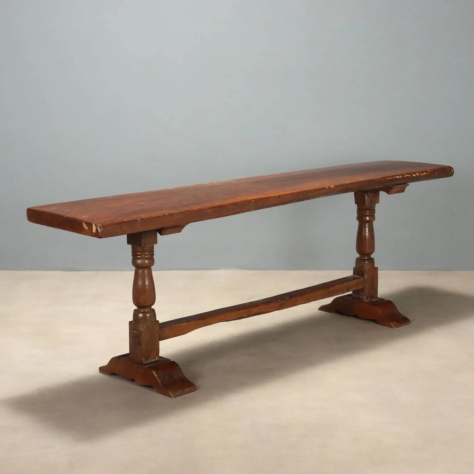 Antique walnut table with curved legs, Italy, 20th century.