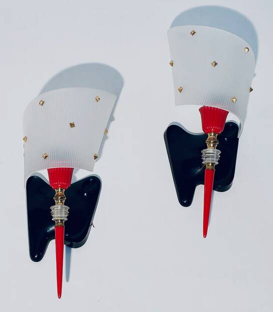 Pair of Pierre Guariche wall lights, 1950s