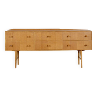 Buffet/commode Meredew en chêne, style vintage et moderne, style milieu du siècle.
