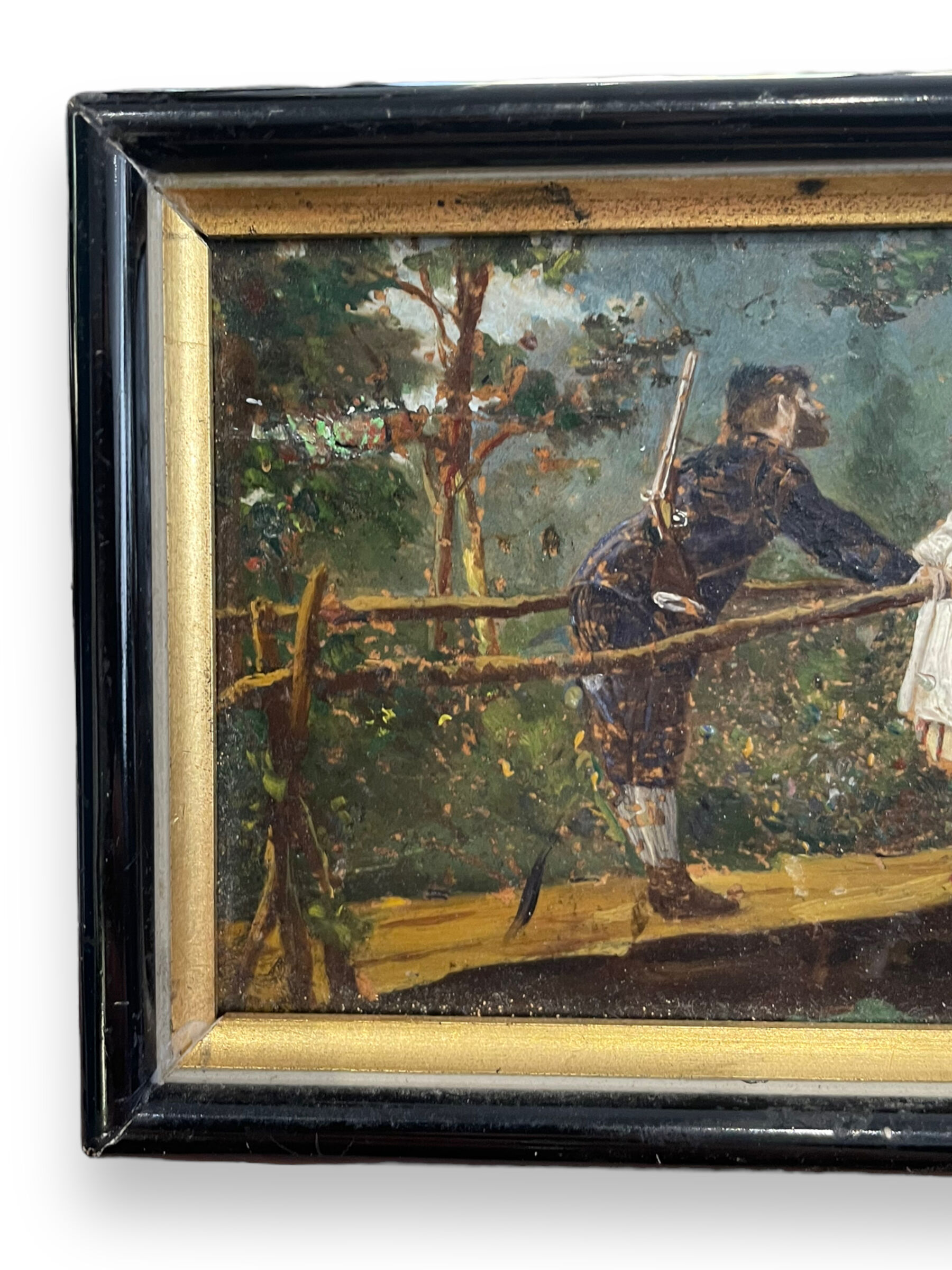 Oil on panel XIXth gallant scene