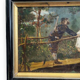 Oil on panel XIXth gallant scene