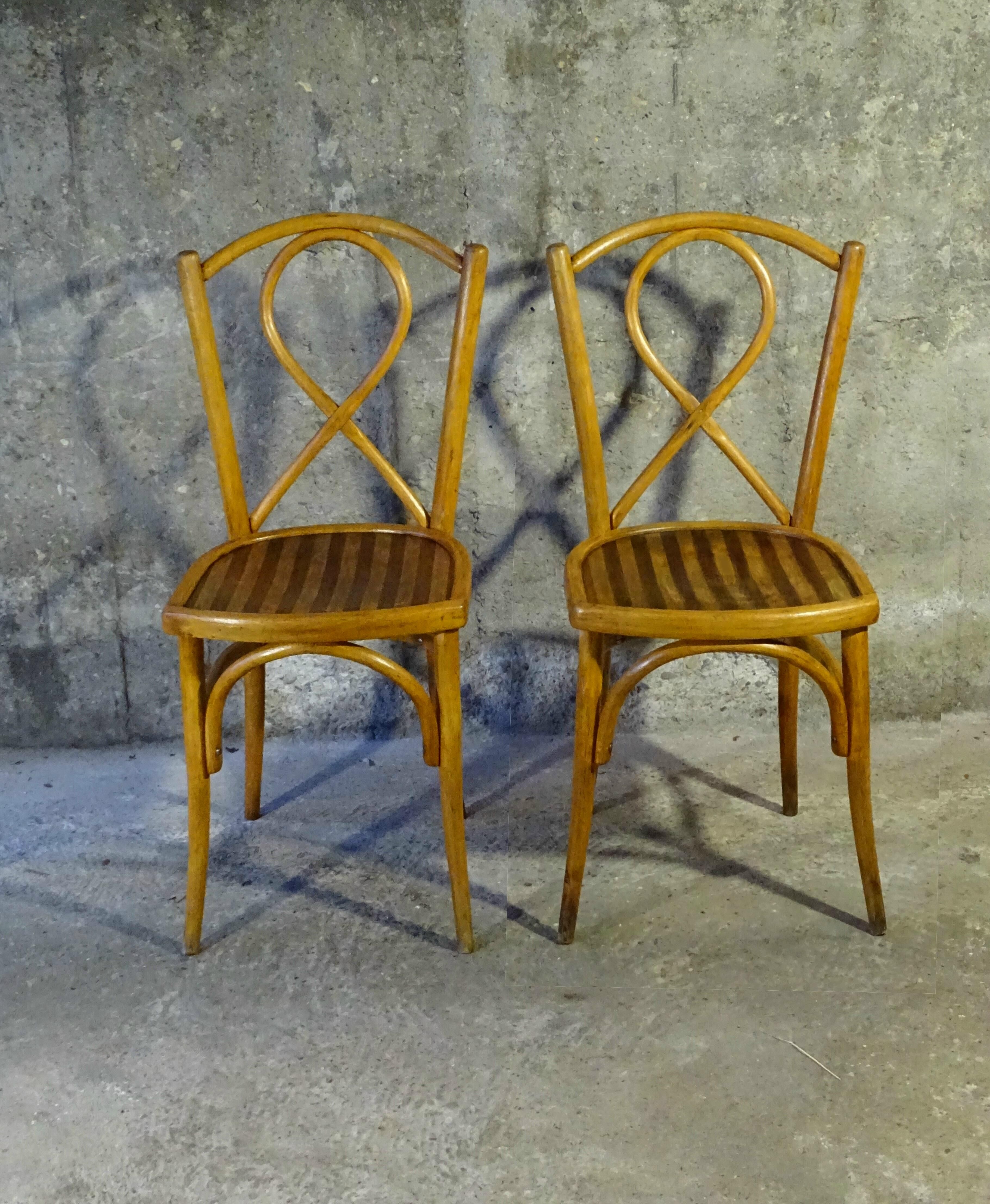 2 chaises gyf, bistrot assises bois, 1935