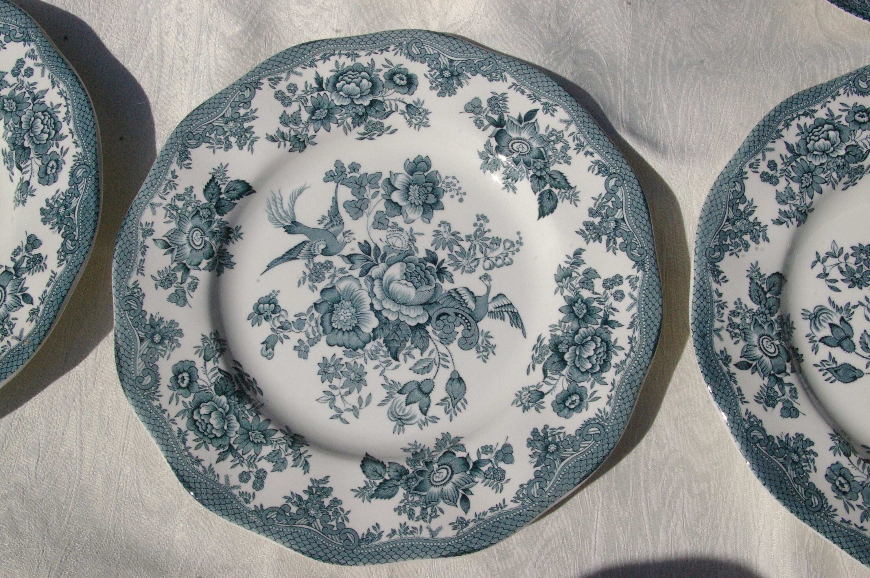 6 Flat Plates - Enoch Wedgwood (Tunstall) Ltd - Asiatic Pheasants Blue