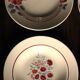 6 mismatched red and blue Art Deco soup plates, Badonviller Digoin