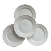 4 vintage dessert plates ivory earthenware Moulin des Loups