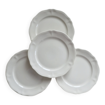 4 assiettes à dessert vintage faïence ivoire Moulin des Loups