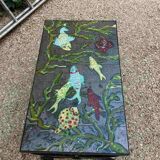 Coffee table wrought iron and lava stone of the years 50