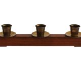 1960s Sculptural Wooden & Brass Candleholder