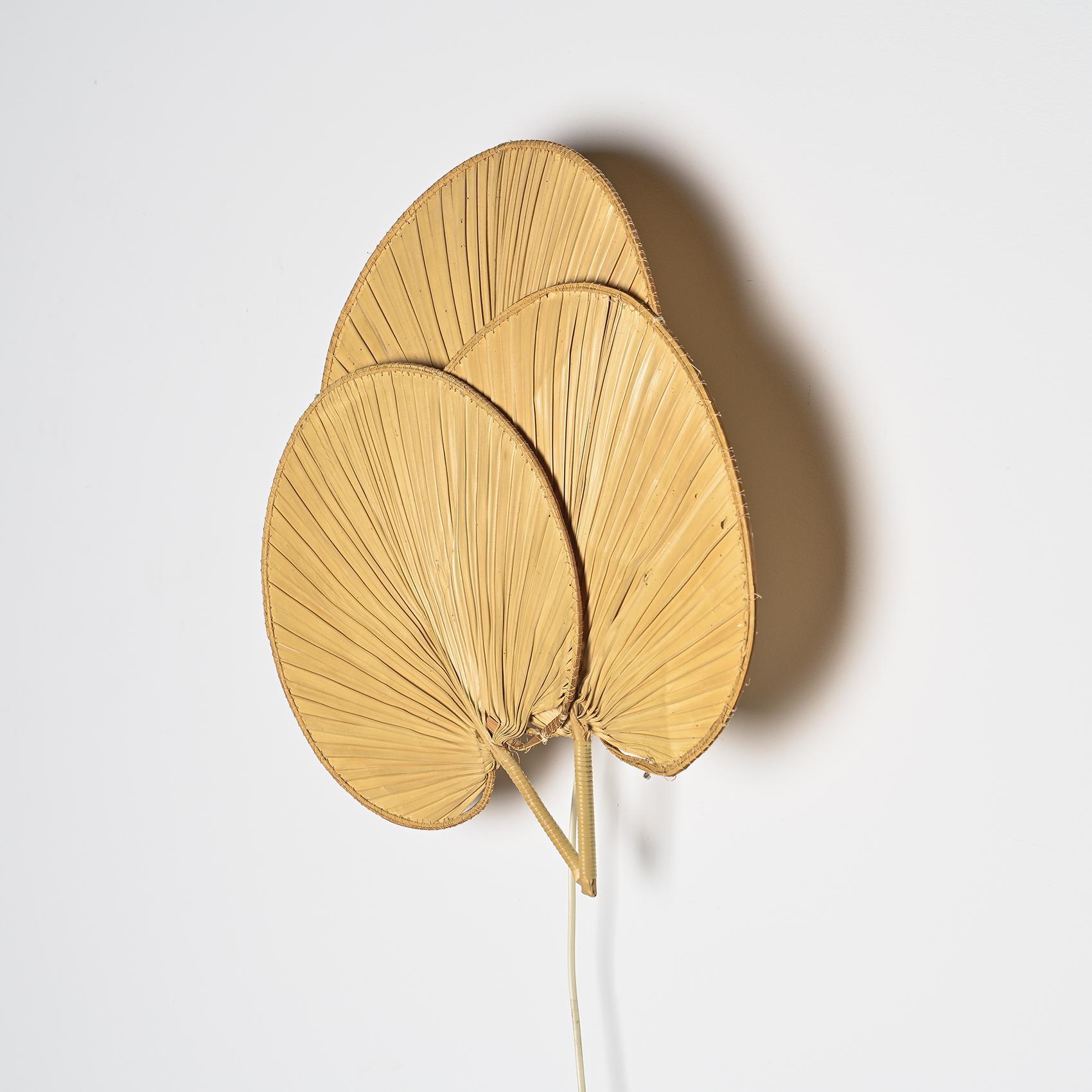 Palm leaf wall lamp, France circa 1970