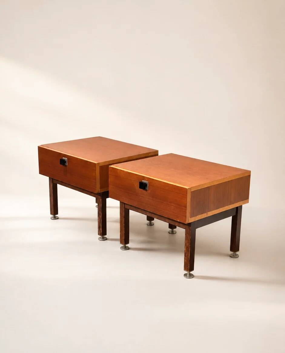 Set midcentury teak nightstands