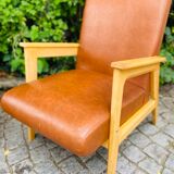 Pair of armchairs from the 50s in brown skaï