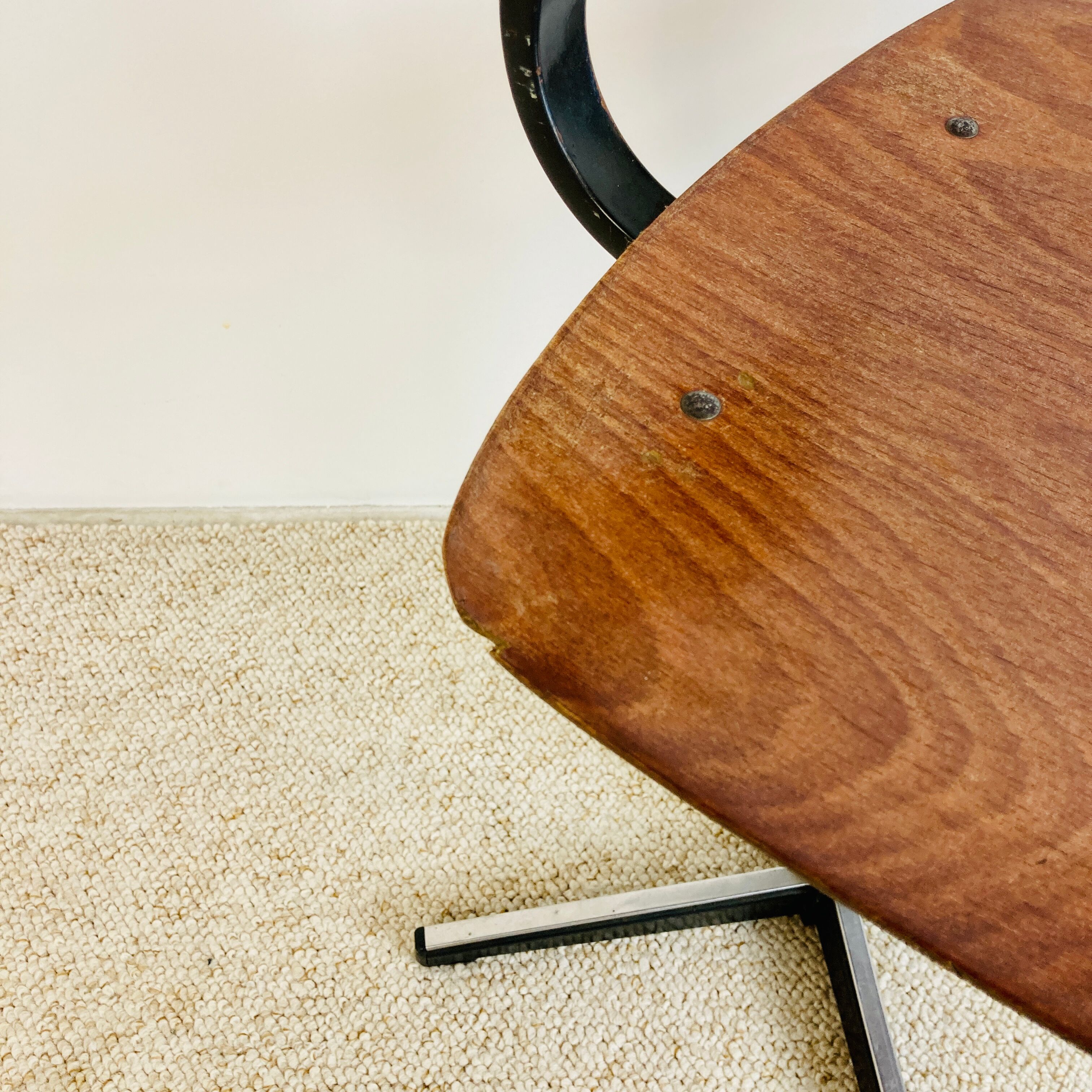 Office children's chair, wooden and metal, 70s
