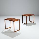 Sled legged pair of rosewood side tables mid-century Denmark 1960