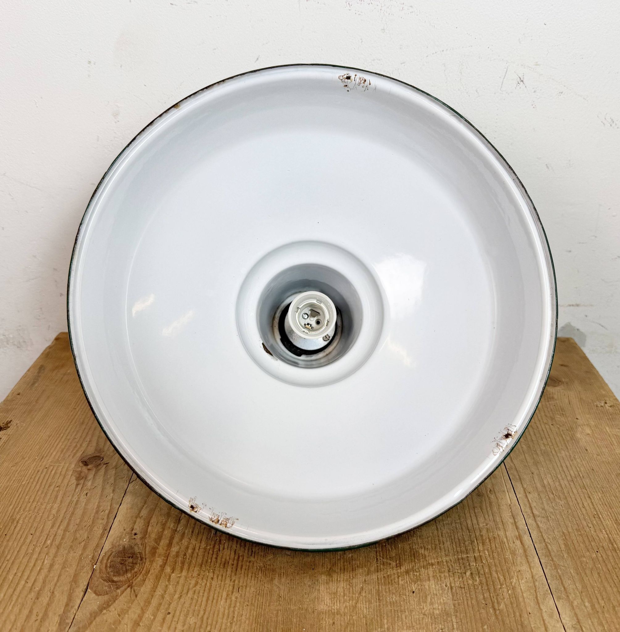 Industrial British Green Enamel Factory Pendant Lamp, 1960s