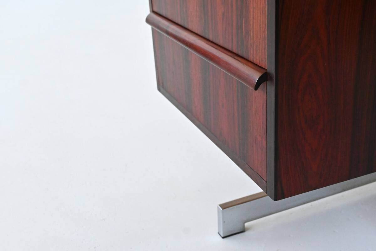 Danish floating writing desk in rosewood and chrome Denmark 1960