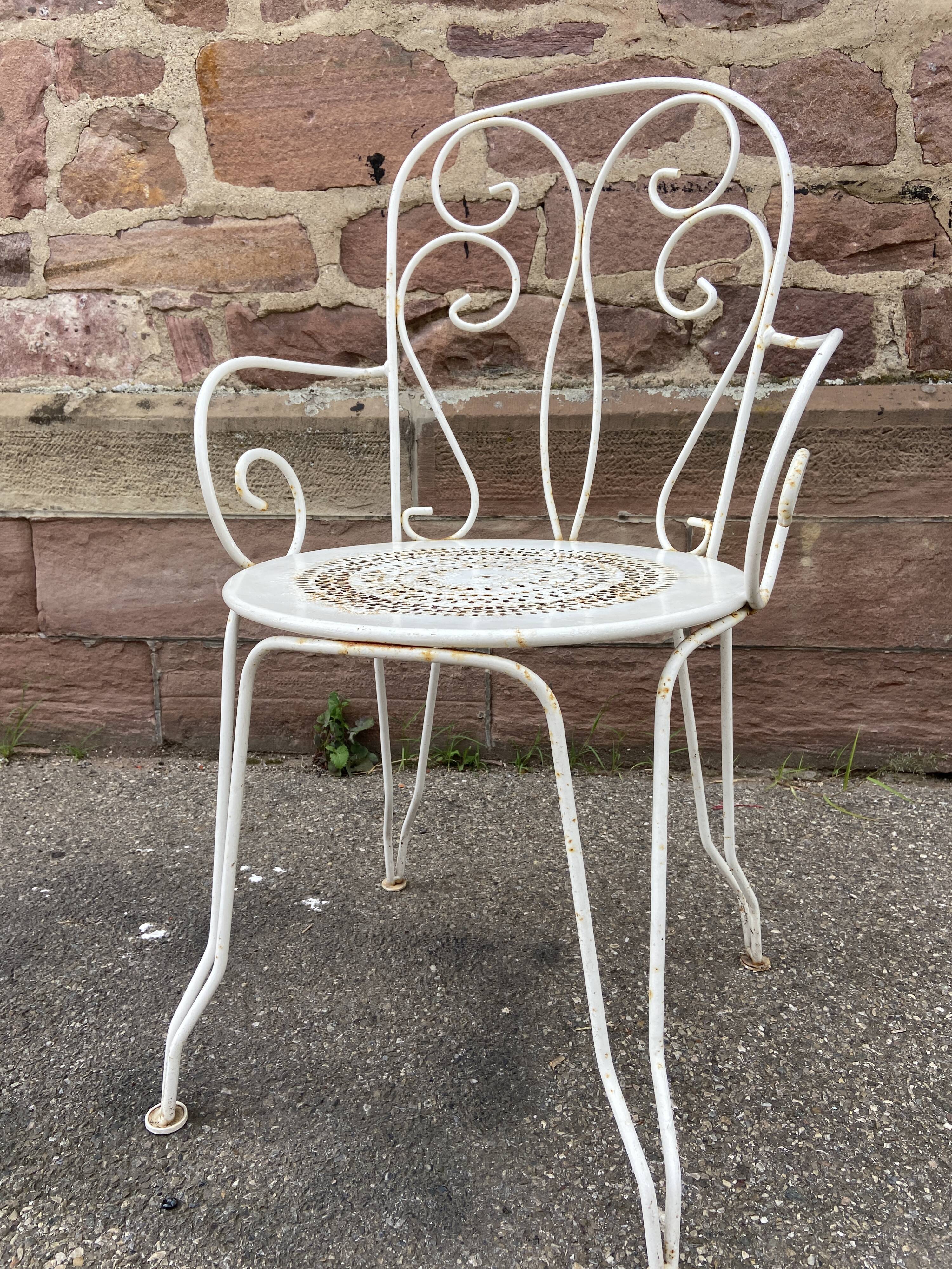 Pair of armchairs vintage wrought iron garden chairs