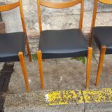 6 scandinavian chairs vintage beech and skai