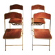 Set of four folding metal and velvet chairs