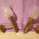 Pair of vintage design brass and opaline wall lights