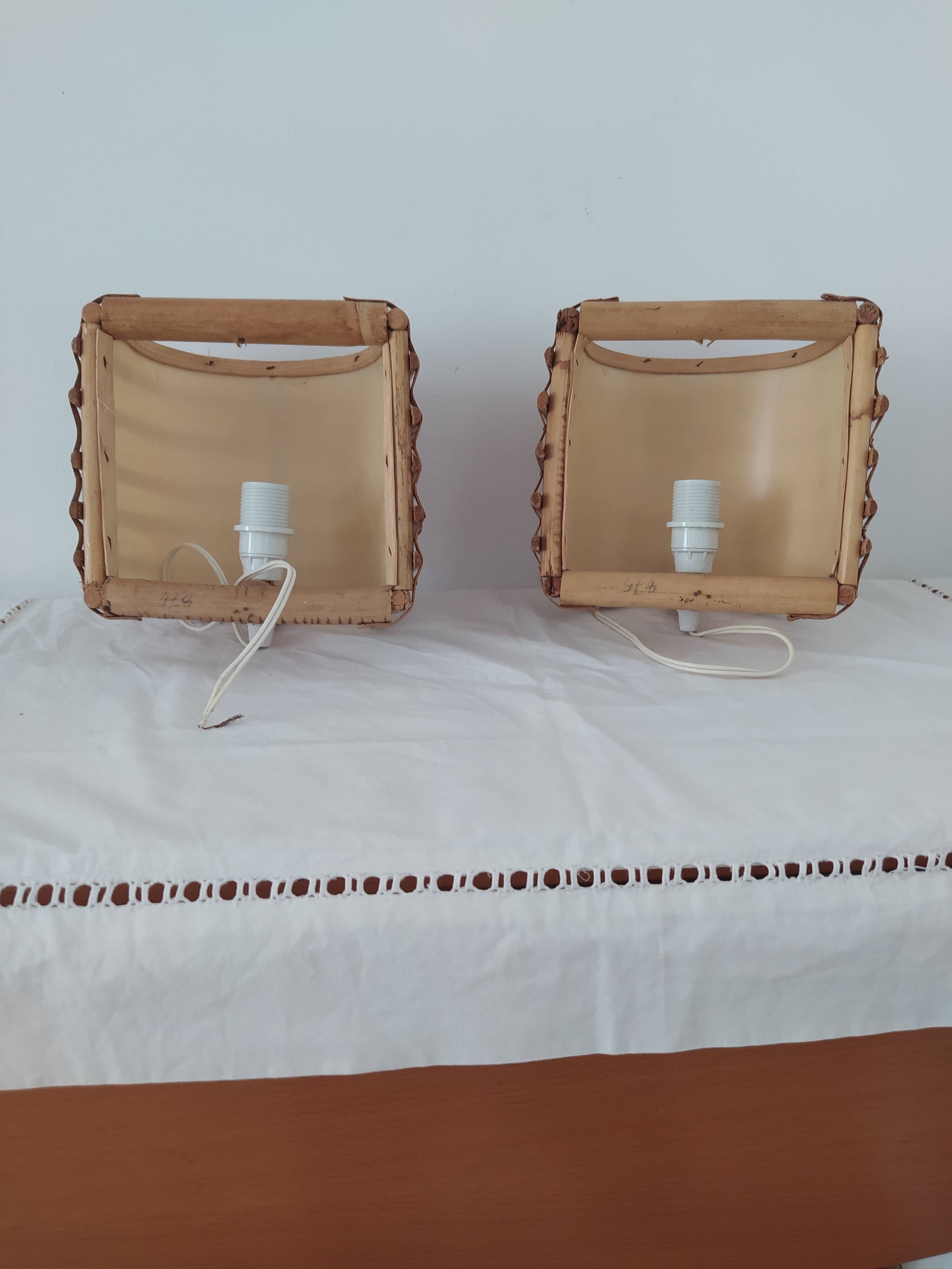 Pair of bamboo wall light