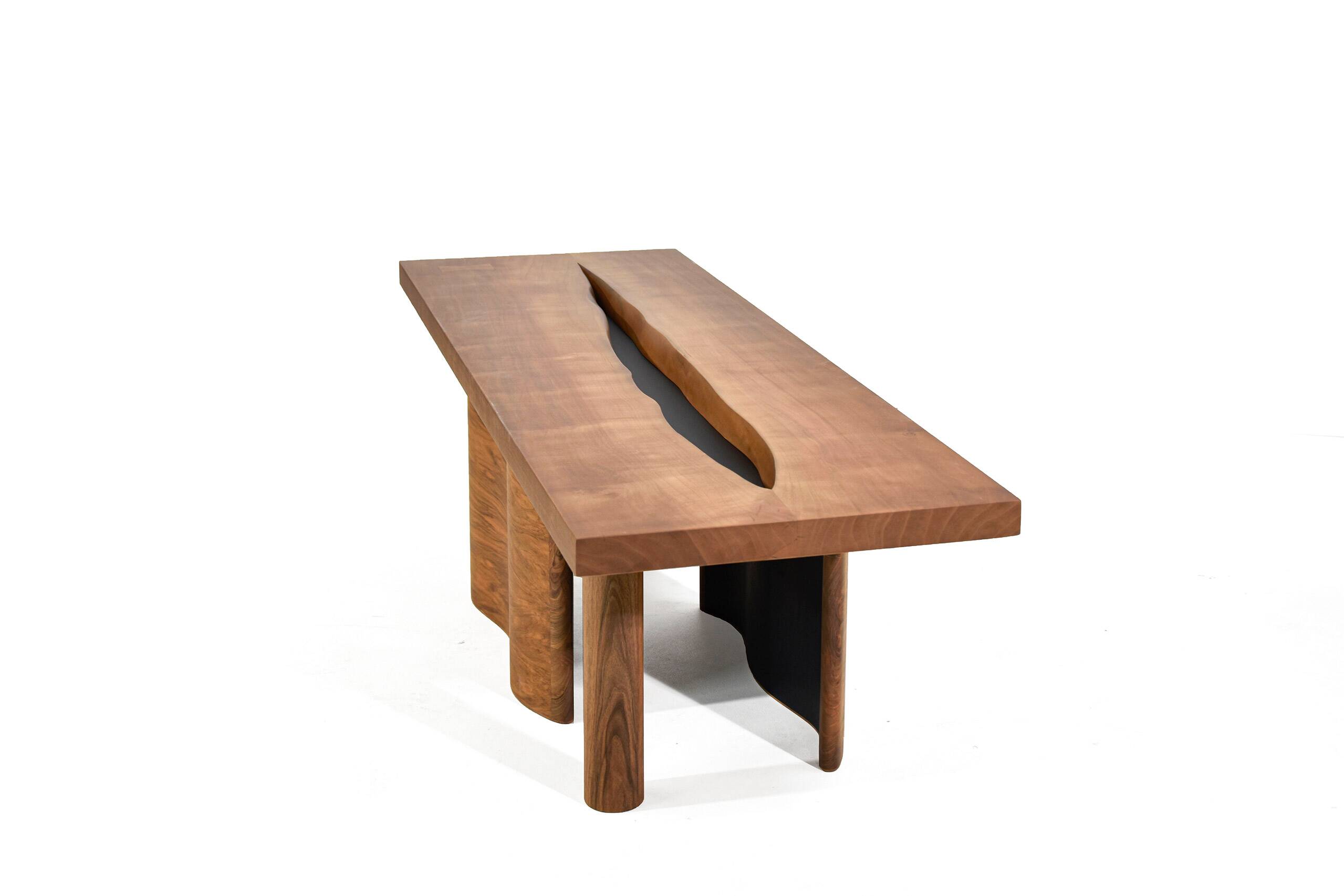 Large coffee table ONDA, cherry and walnut