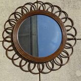 Vintage rattan mirror flower year 60