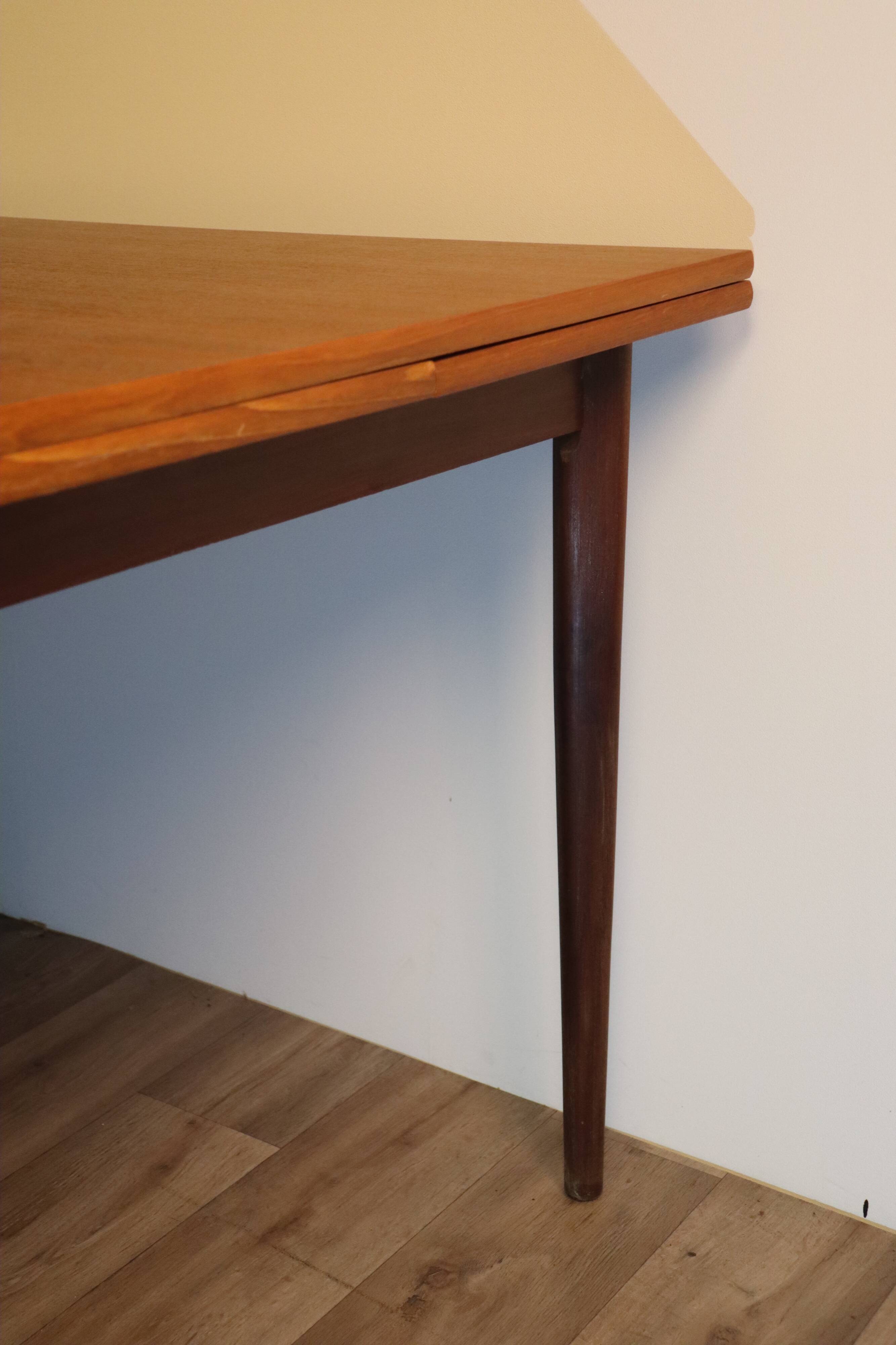 Extendable Scandinavian teak meal table around 1960
