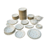 Porcelain service plates and white and flowery dishes 74 pieces Limoges