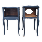 Pair of vintage bedside tables, 60s, Louis XV style, restyled