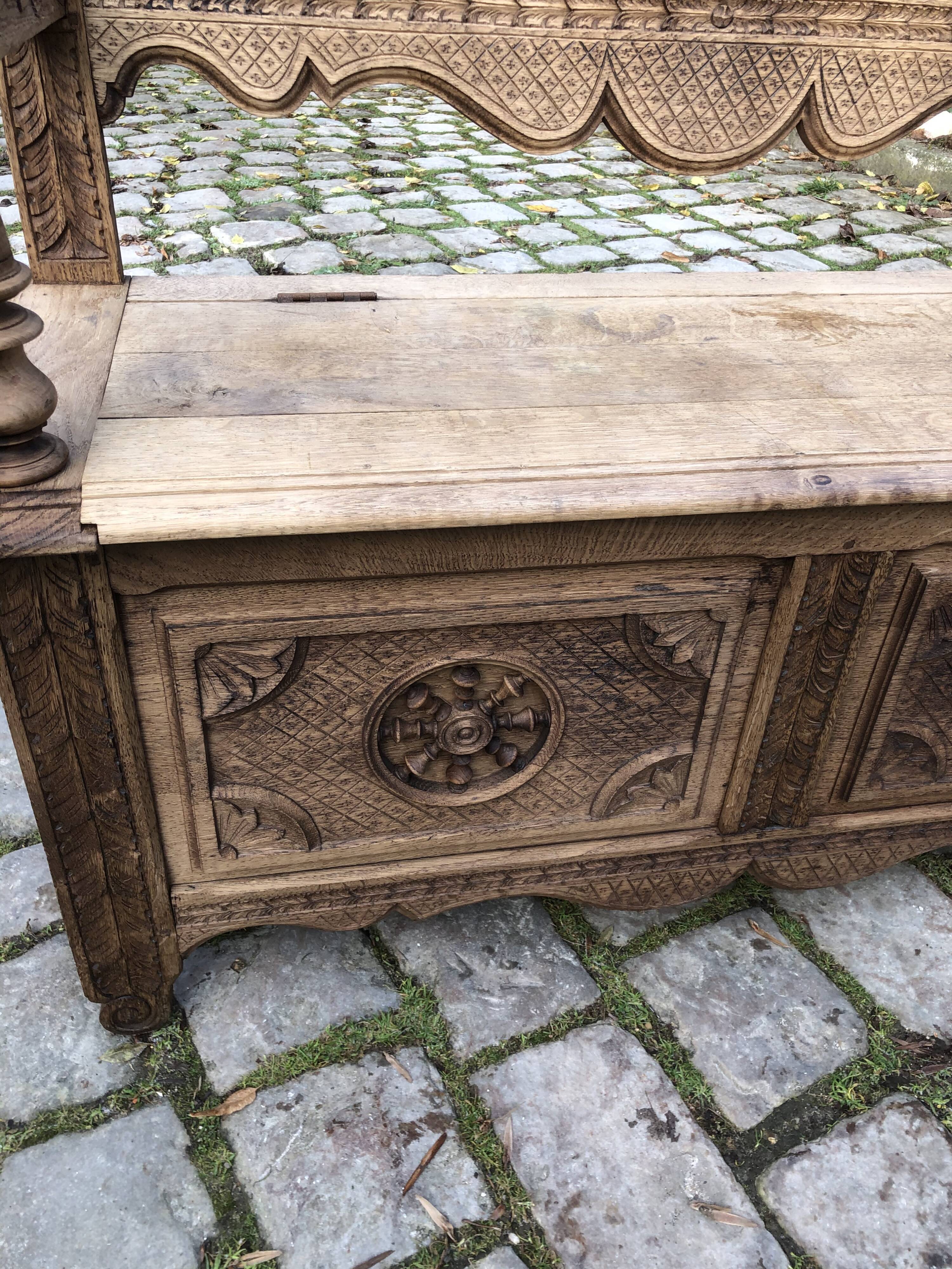 Brittany stripped oak bench