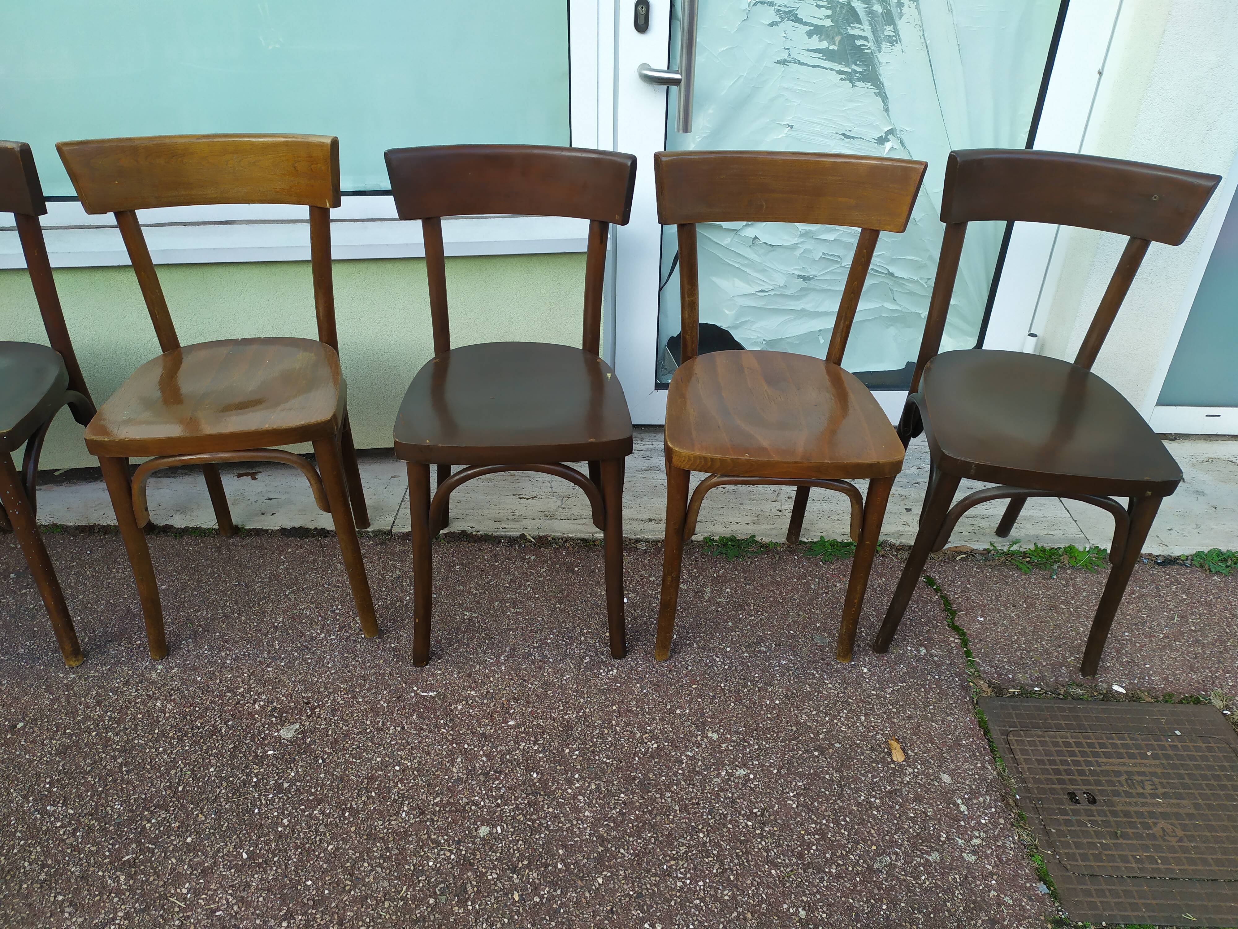 Set of 8 wooden bistrot bar chairs - vintage