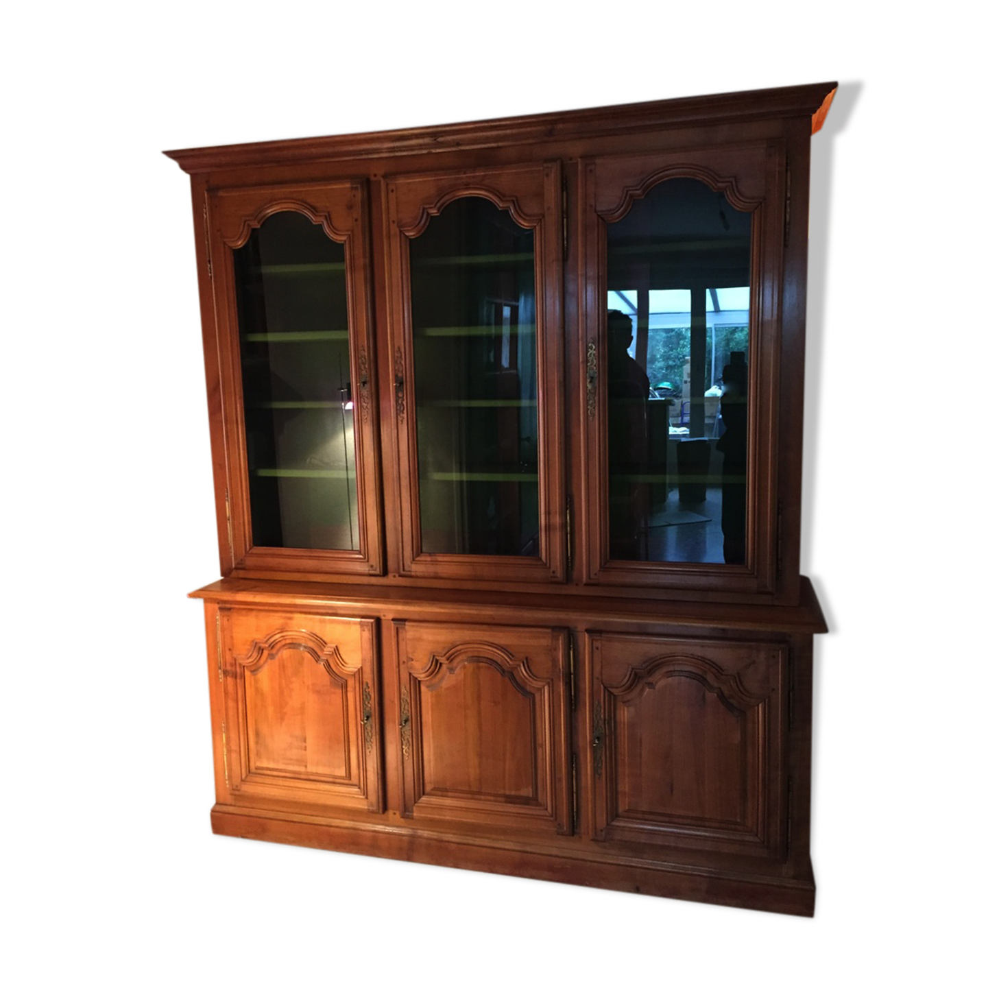 Vintage glass library in solid cherry