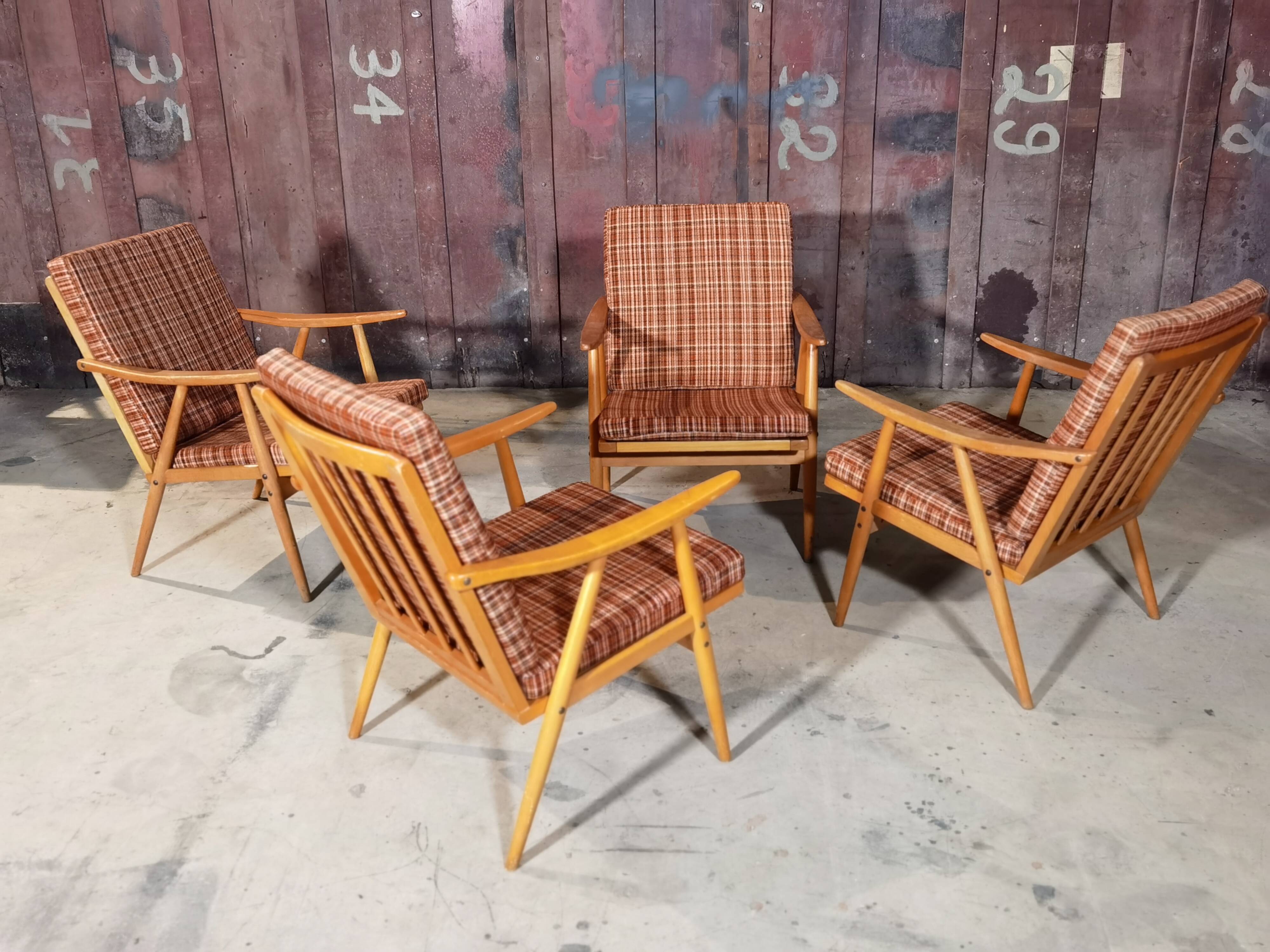 Lot of 4 chairs Thonet Boomerang