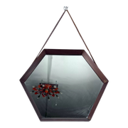 Italian Mid-Century Hexagonal wood wall mirror