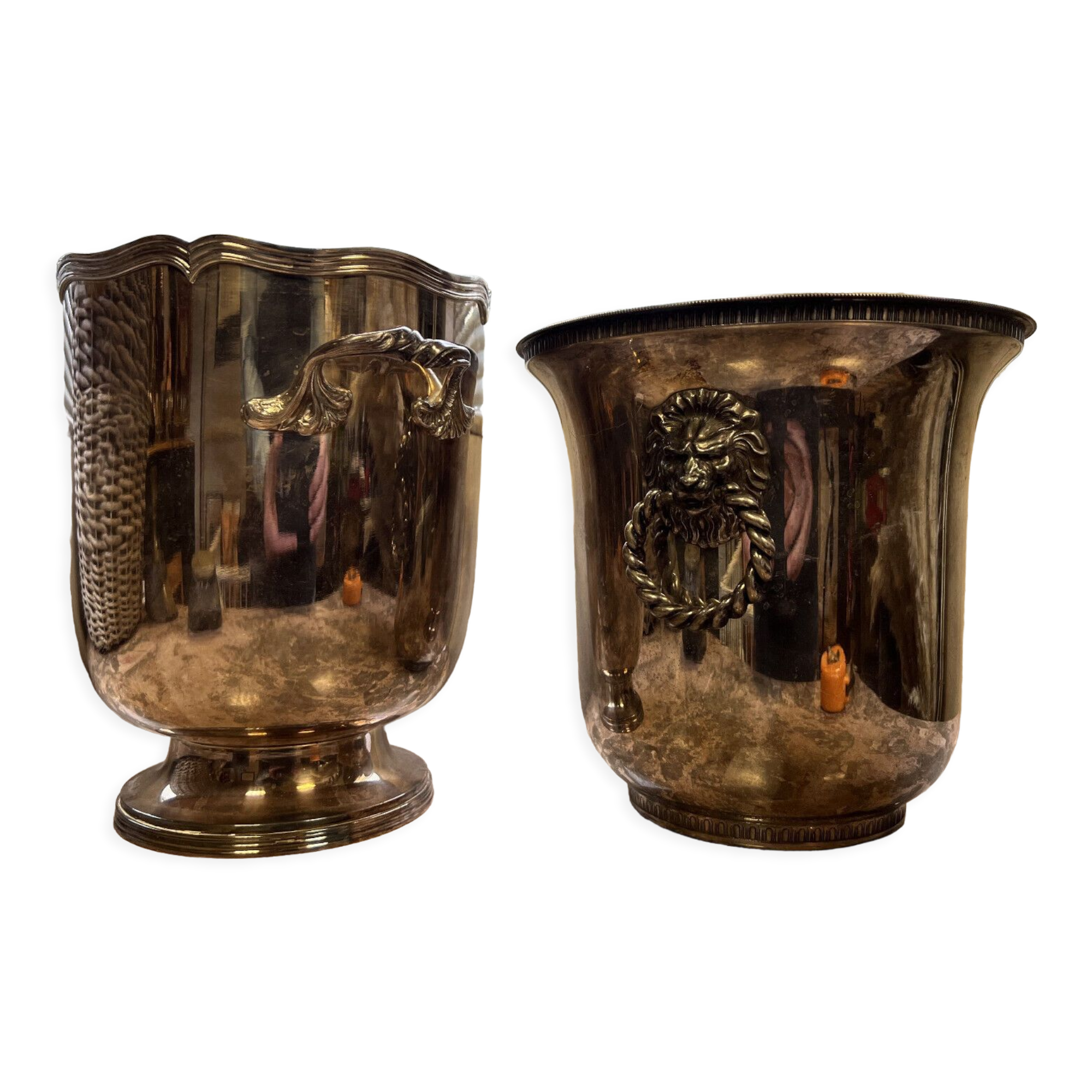Two silver metal ice buckets hallmarked around 1900