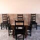 Set of 6 black brutalist chairs in solid oak