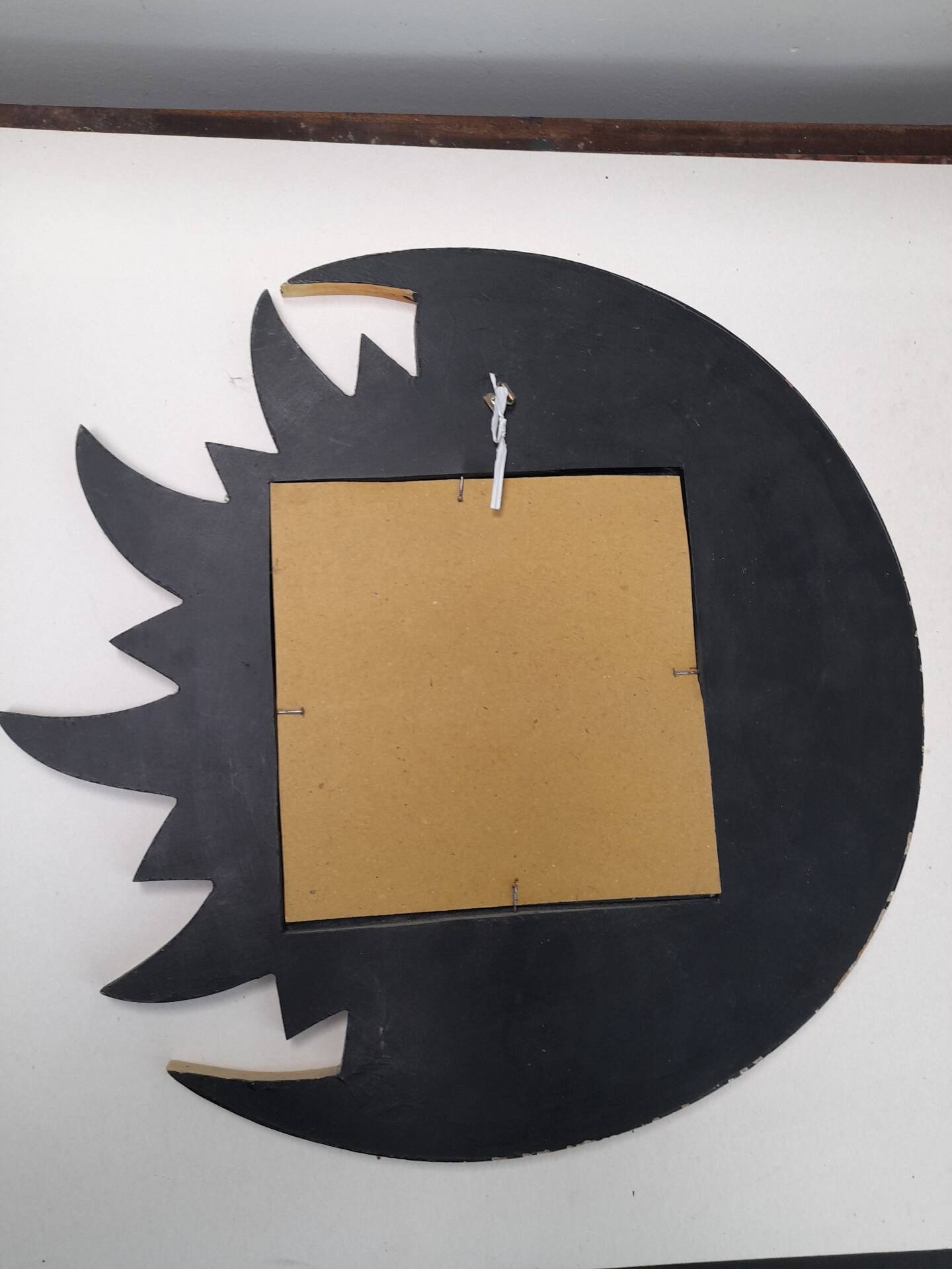 Vintage 90s wooden moon mirror