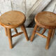 Pair old milking stool door pots light wood vintage