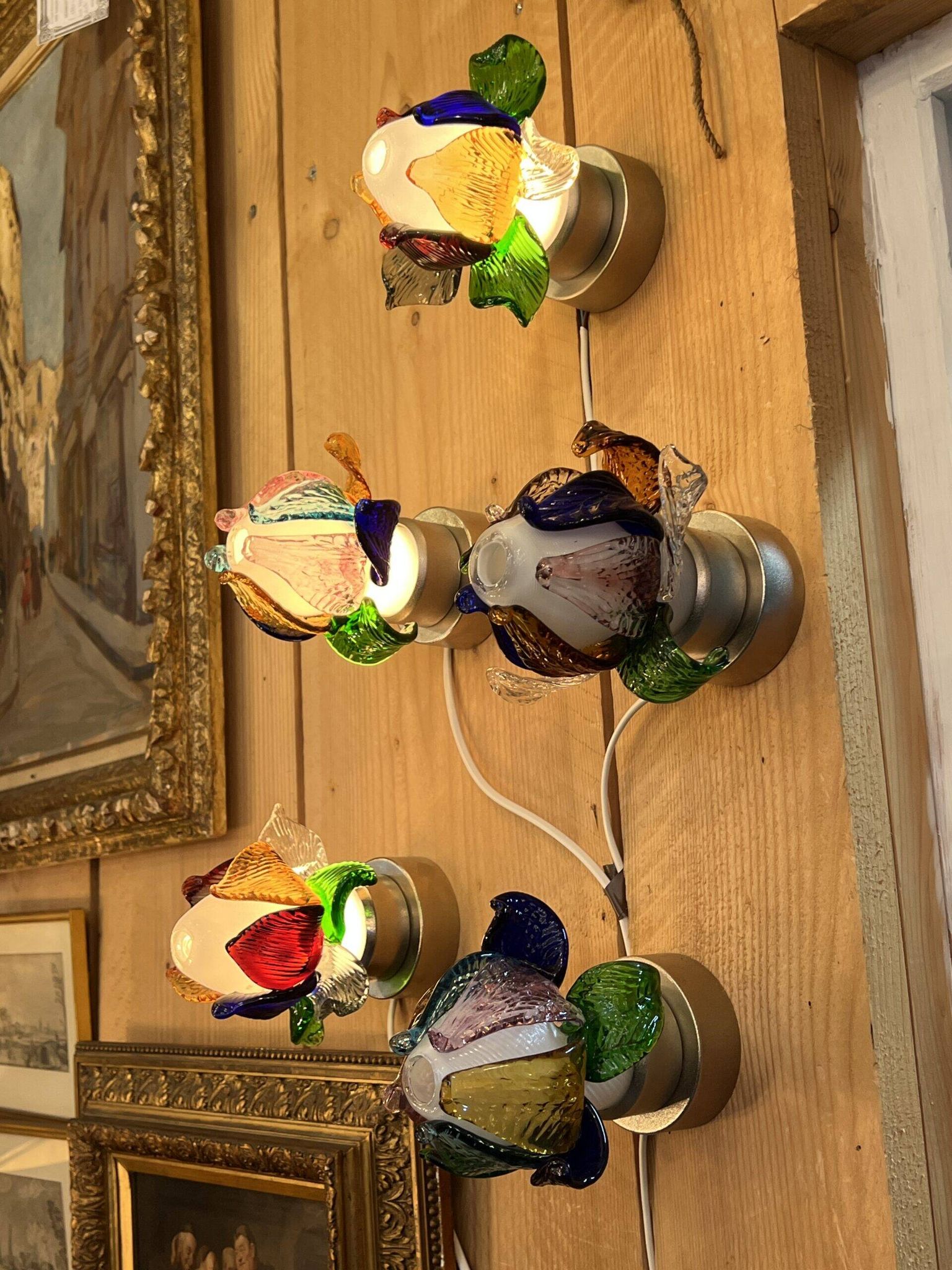 Rare series of 5 Murano Borek Sipek (1949-2016) flower-shaped sconces
