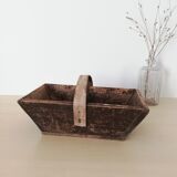 Dark wooden harvest basket