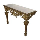 Old Gilded Console Marbled Glass Rococo Style Gold