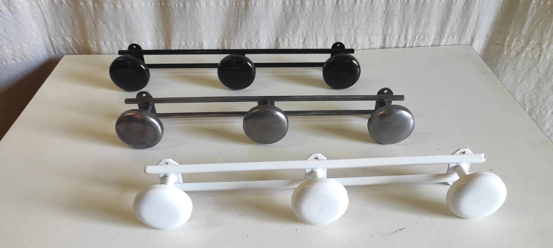 Metal coat racks with 3 hooks - mid 20th century